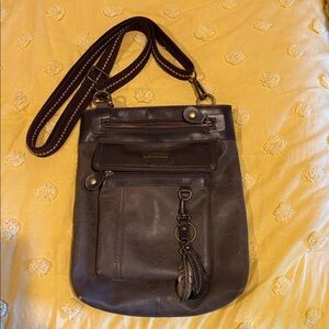 Chala Brown Crossbody Bag with Feather Charm